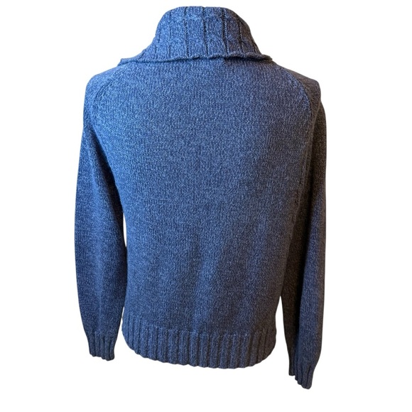 Woolrich | Heather Blue Split Button Cowl Neck Sweater | Sz S - Picture 5 of 9